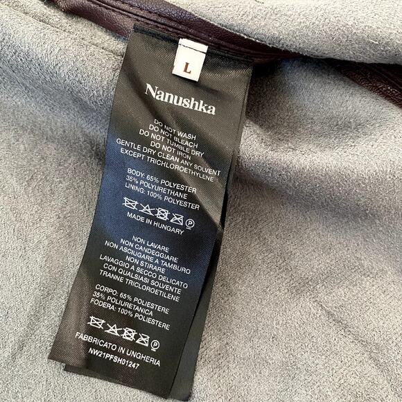 NEW Nanushka Naum Alt Faux Vegan Leather Button Down Collared Top Large - Picture 8 of 9